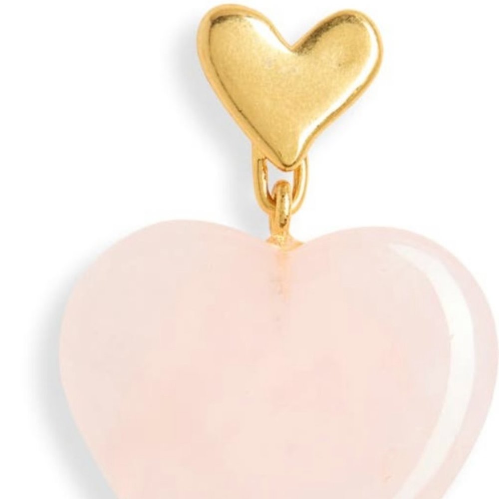 Rose Quartz Heartlove Statement Earrings- 1 pair -Effortlessly beautiful-New - Picture 5 of 7